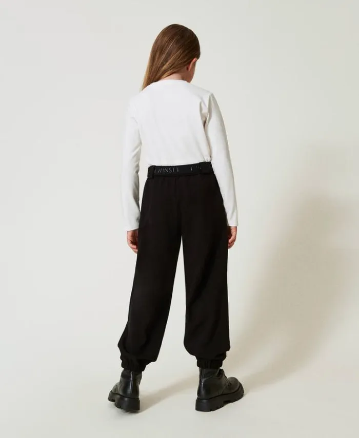 Twinset Trousers And Jeans Flannel Joggers With Belt Black 8211 Girl