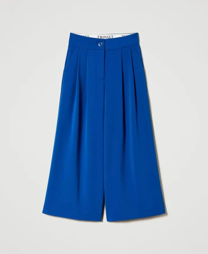 Twinset Trousers And Jeans Flannel Palazzo Trousers 034surf034 Blue 8211 Girl