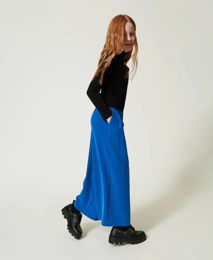 Twinset Trousers And Jeans Flannel Palazzo Trousers 034surf034 Blue 8211 Girl