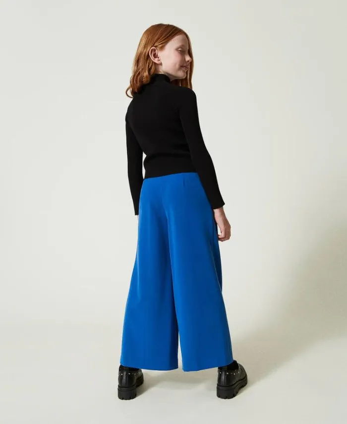 Twinset Trousers And Jeans Flannel Palazzo Trousers 034surf034 Blue 8211 Girl