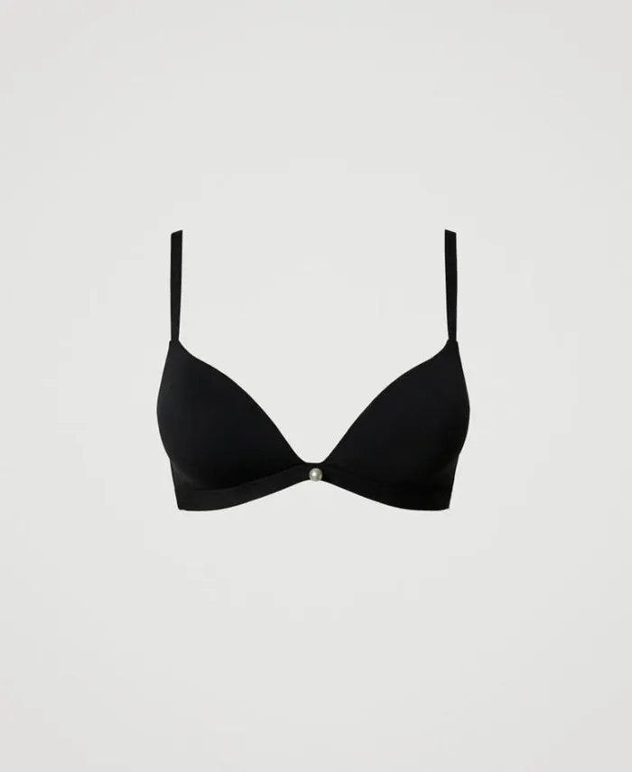 Twinset Underwear And Nightwear Charmeuse Triangle Bra Black 8211 Clothing
