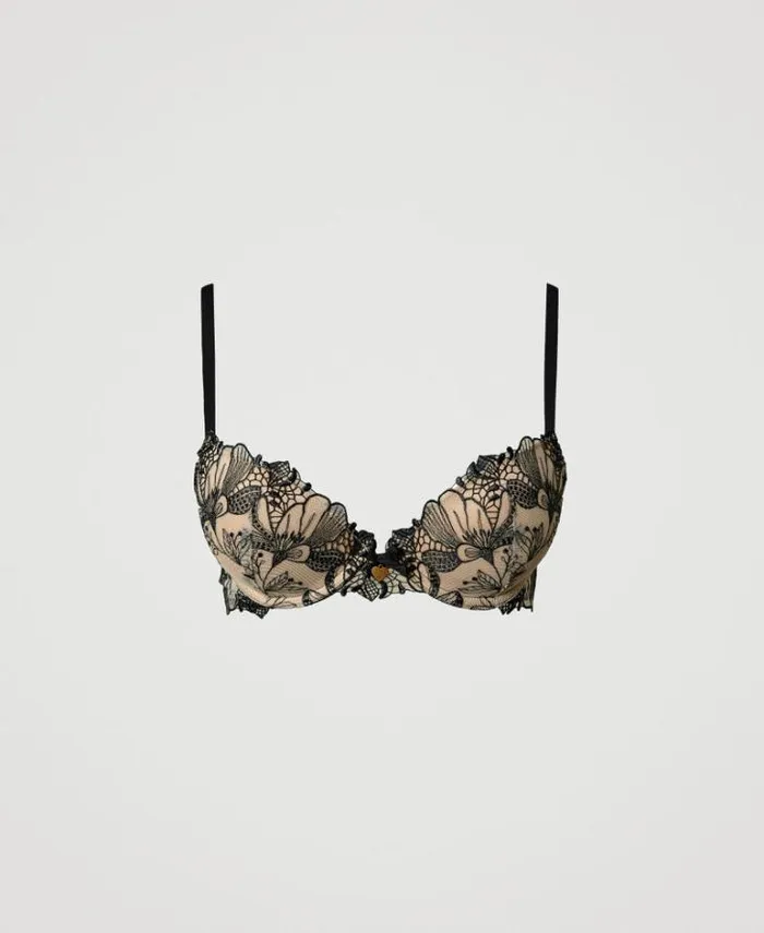 Twinset Underwear And Nightwear Embroidered Tulle Pushup Bra Twotone Wonder Beige Black 8211 Clothing Twinset Underwear And Nightwear Embroidered Tulle Pushup Bra Twotone Wonder Beige Black 8211 Clothing