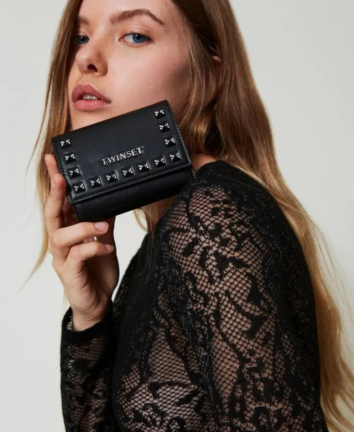 Twinset Wallets And Keyrings Wallet With Flap And Studs Black 8211 Accessories