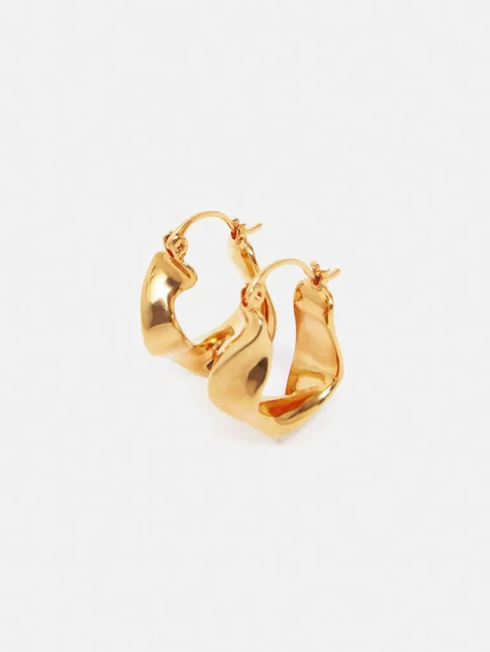 Twisted Hoop Earring Gold Women Jigsaw Jewellery