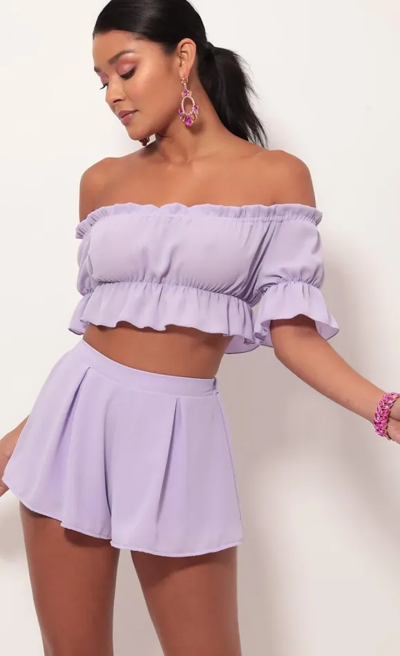 Two Piece Set Lavender Women LUCY IN THE SKY Shorts Two Piece Set Lavender Women LUCY IN THE SKY Shorts