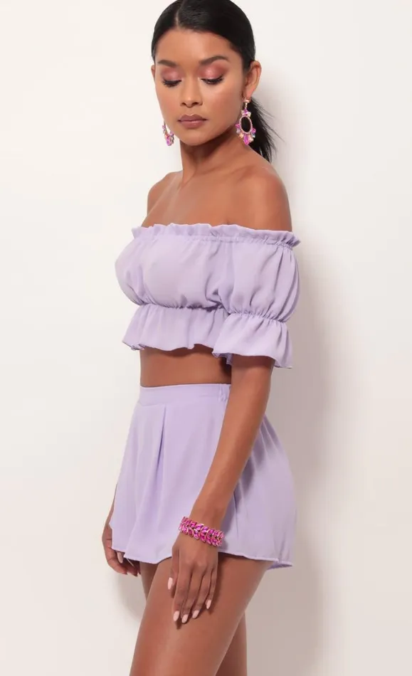 Two Piece Set Lavender Women LUCY IN THE SKY Shorts Two Piece Set Lavender Women LUCY IN THE SKY Shorts