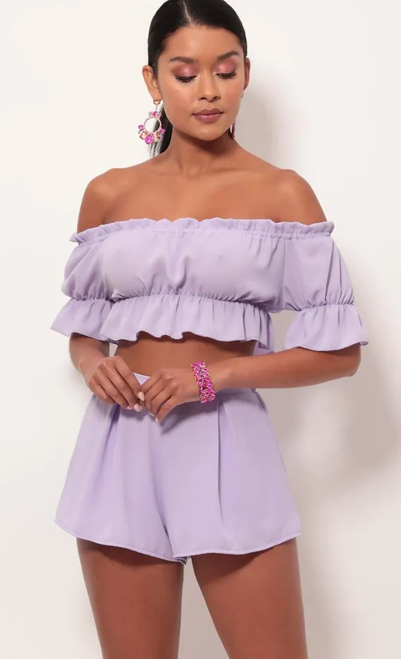 Two Piece Set Lavender Women LUCY IN THE SKY Shorts Two Piece Set Lavender Women LUCY IN THE SKY Shorts