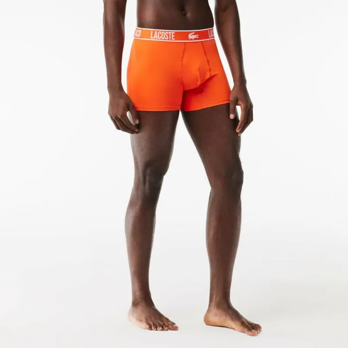 Underwear and Socks Men Lacoste Men039s Recycled Polyester Jersey Trunk 3Pack Navy Blue Orange Navy Blue Rdi
