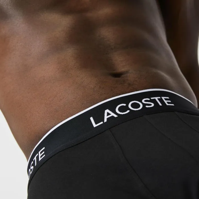 Underwear and Socks Men Lacoste Mens Long Stretch Cotton Boxer Brief 3Pack Black White Grey Chine Nua
