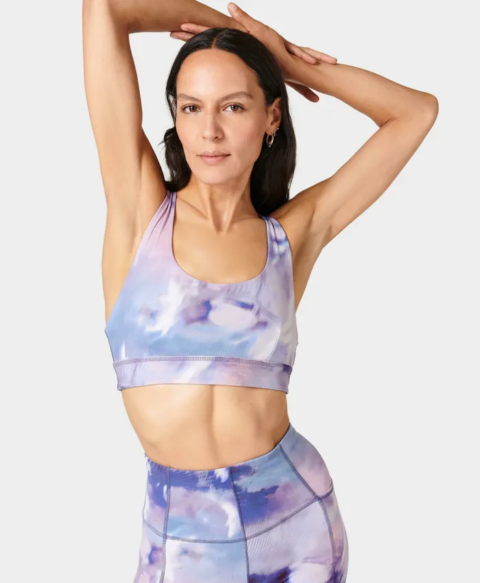Underwear Women Sweaty Betty Super Soft Reversible Yoga Bra Purplemystprint Endlessblue