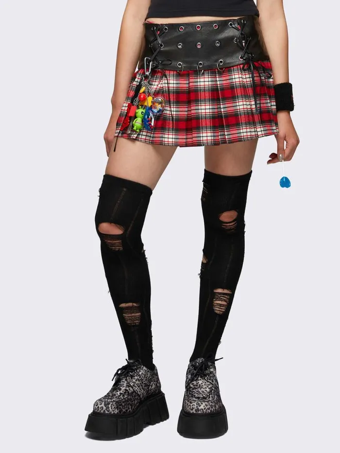 Valkyrie Pleated Plaid Mini Skirt Women Minga London Bottoms