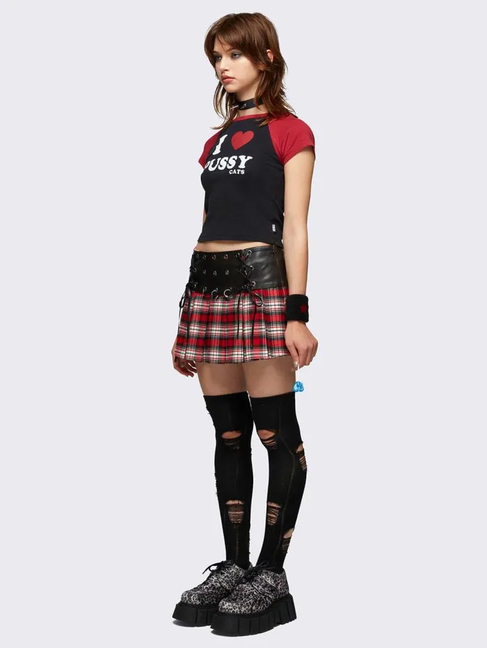 Valkyrie Pleated Plaid Mini Skirt Women Minga London Bottoms