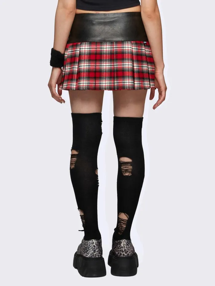 Valkyrie Pleated Plaid Mini Skirt Women Minga London Bottoms