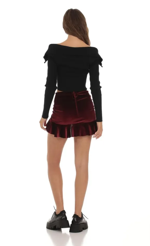 Velvet Ruched Skirt Burgundy Women LUCY IN THE SKY Skirts Velvet Ruched Skirt Burgundy Women LUCY IN THE SKY Skirts