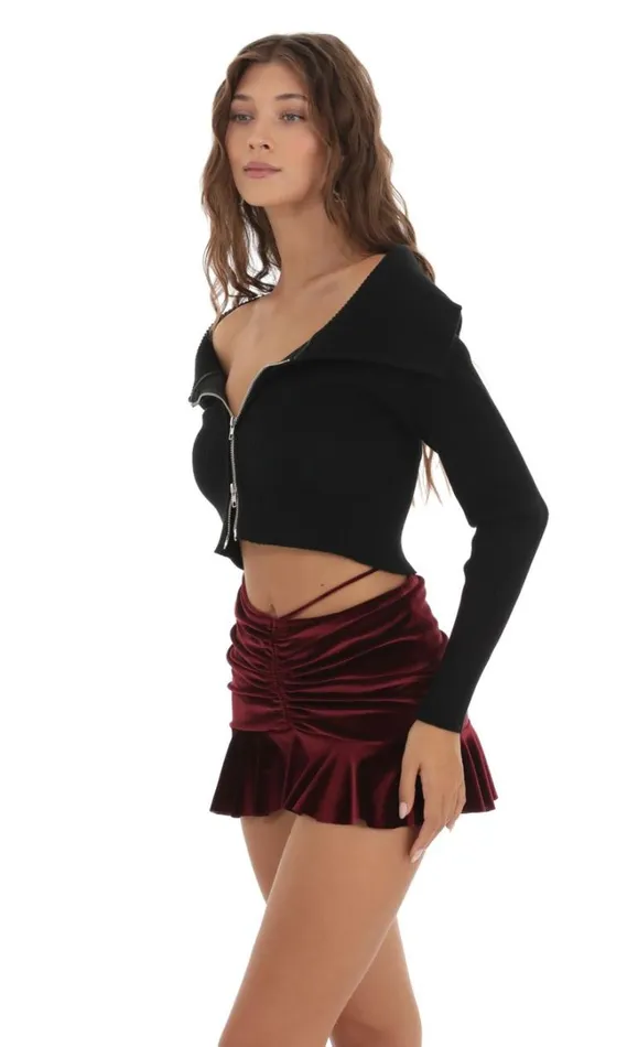 Velvet Ruched Skirt Burgundy Women LUCY IN THE SKY Skirts Velvet Ruched Skirt Burgundy Women LUCY IN THE SKY Skirts