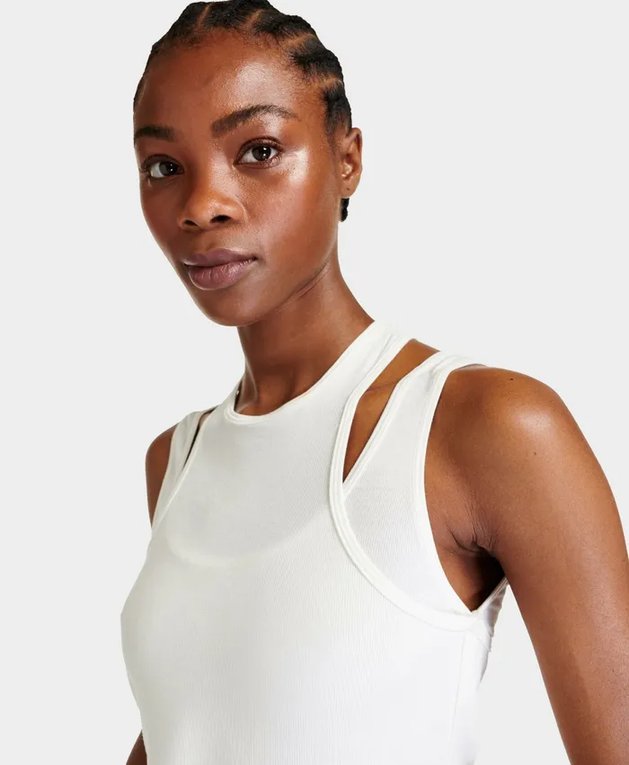 Vest Tops Sweaty Betty Women Layered Rib Vest Lily White