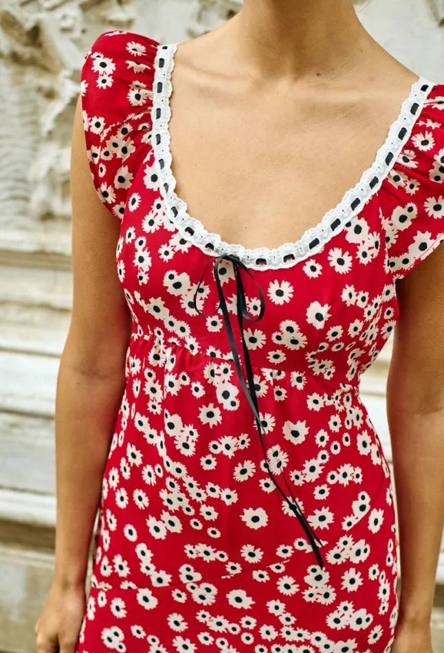 Violette Peony Print Cap Sleeved Midi Dress Women Ciao Lucia Long Dresses