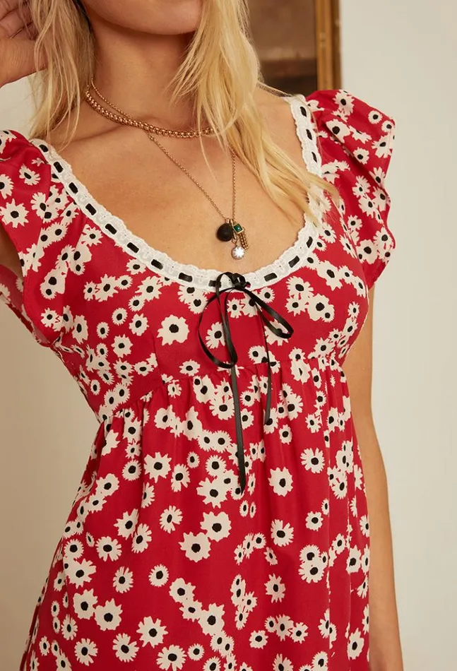 Violette Peony Print Cap Sleeved Midi Dress Women Ciao Lucia Long Dresses