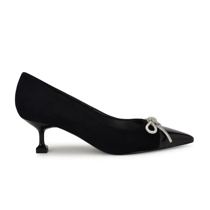 Wendon Bow Pumps Black Suede Women Nine West Heels