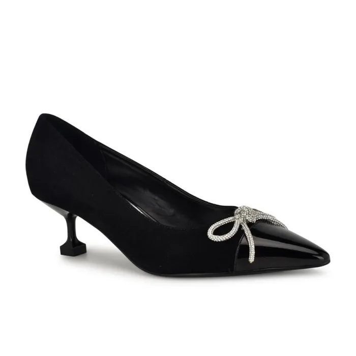 Wendon Bow Pumps Black Suede Women Nine West Heels Wendon Bow Pumps Black Suede Women Nine West Heels