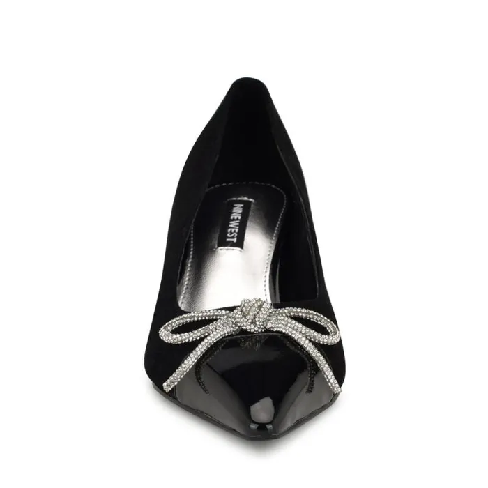Wendon Bow Pumps Black Suede Women Nine West Heels Wendon Bow Pumps Black Suede Women Nine West Heels