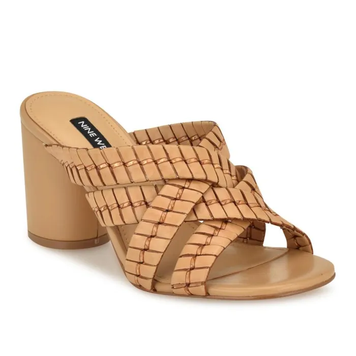 Wenea Strappy Heeled Slide Sandals Natural Women Nine West Sandals Wenea Strappy Heeled Slide Sandals Natural Women Nine West Sandals