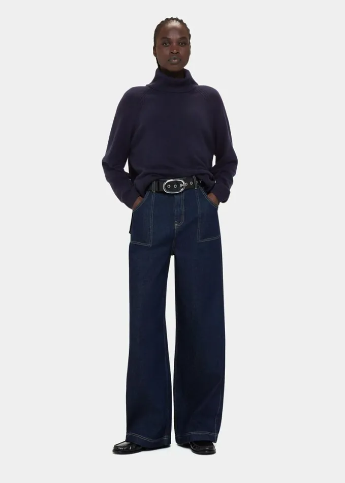 Whistles Cashmere Roll Neck Navy Women Sweaters and Cashmere