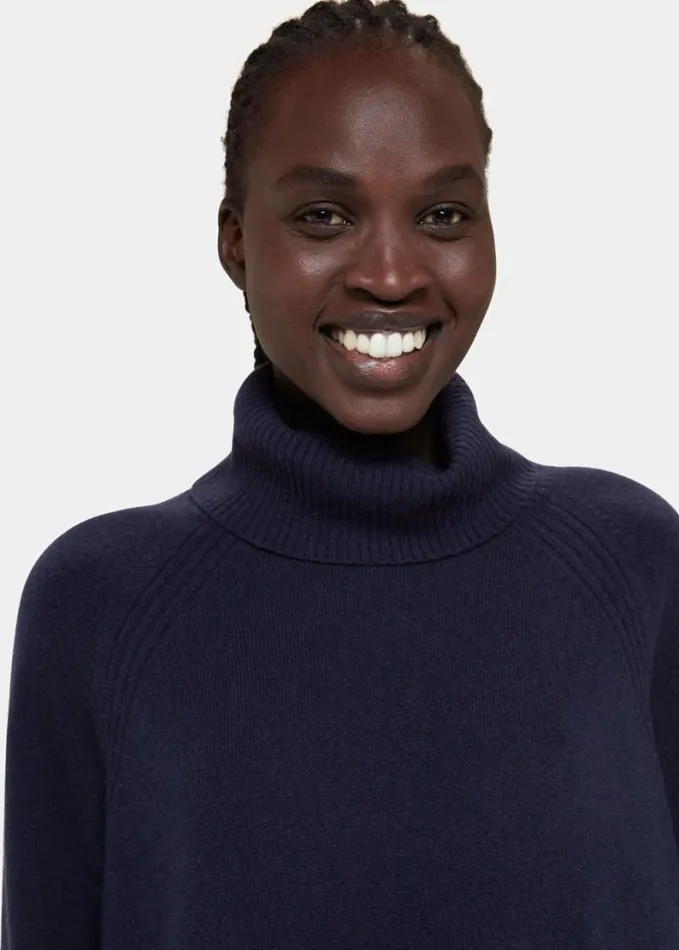 Whistles Cashmere Roll Neck Navy Women Sweaters and Cashmere