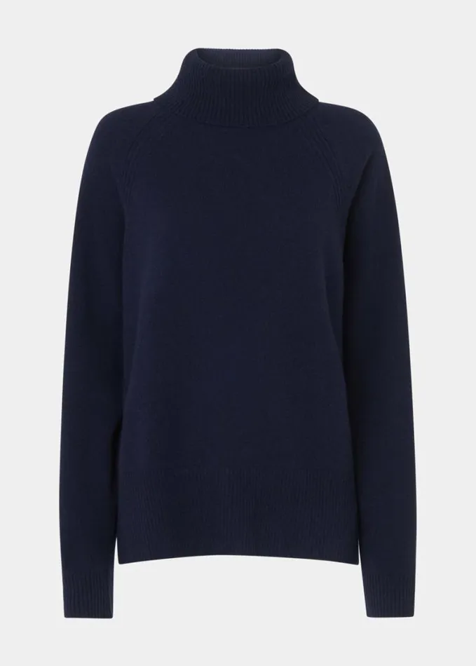 Whistles Cashmere Roll Neck Navy Women Sweaters and Cashmere