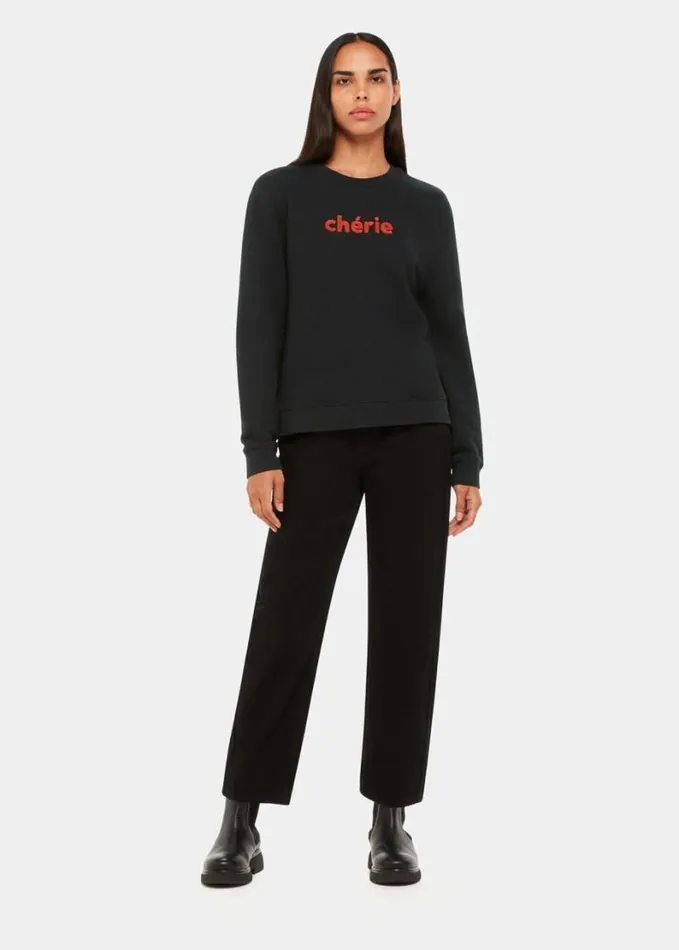 Whistles Cherie Logo Sweatshirt Black Women Tops