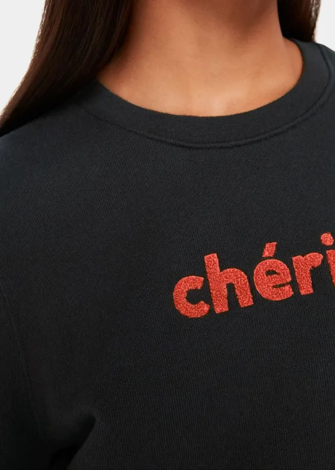 Whistles Cherie Logo Sweatshirt Black Women Tops