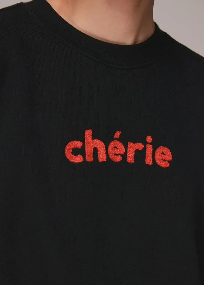 Whistles Cherie Logo Sweatshirt Black Women Tops