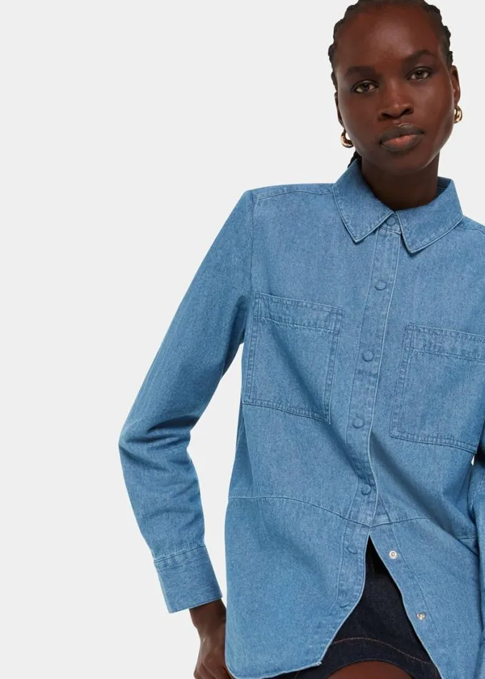 Whistles Hailey Denim Shirt Denim Women Tops