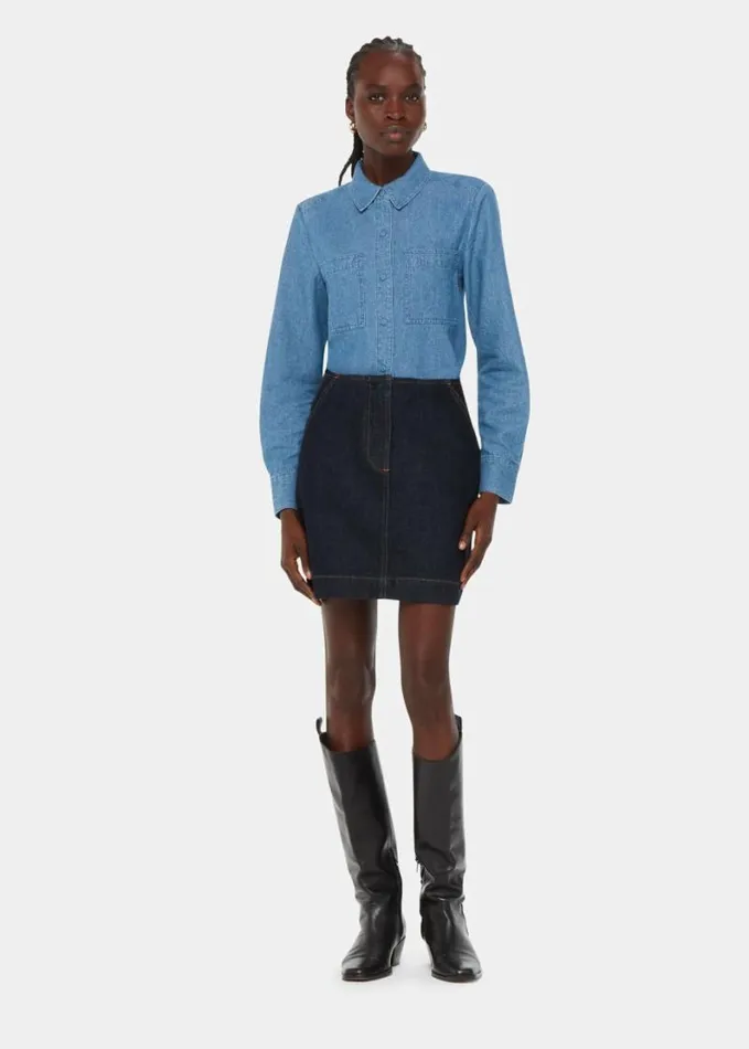 Whistles Hailey Denim Shirt Denim Women Tops