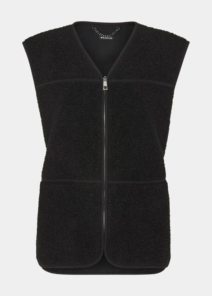 Whistles Josie Fleece Gilet Black Women Coats and Jackets
