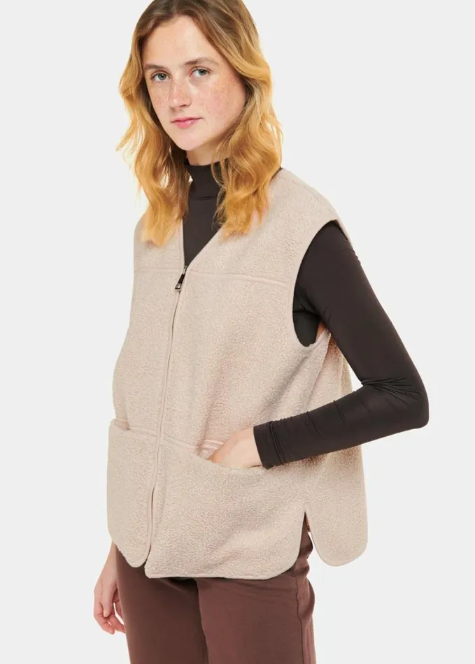 Whistles Josie Fleece Gilet Ivorymulti Women Coats and Jackets