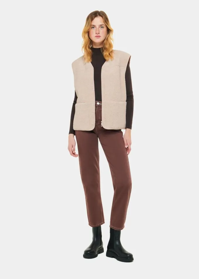Whistles Josie Fleece Gilet Ivorymulti Women Coats and Jackets
