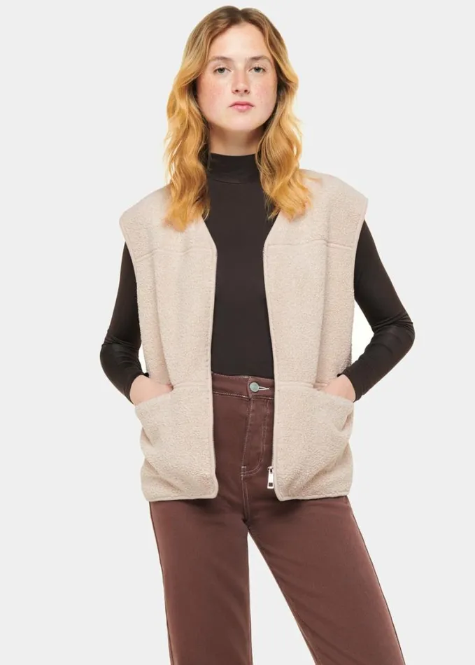 Whistles Josie Fleece Gilet Ivorymulti Women Coats and Jackets
