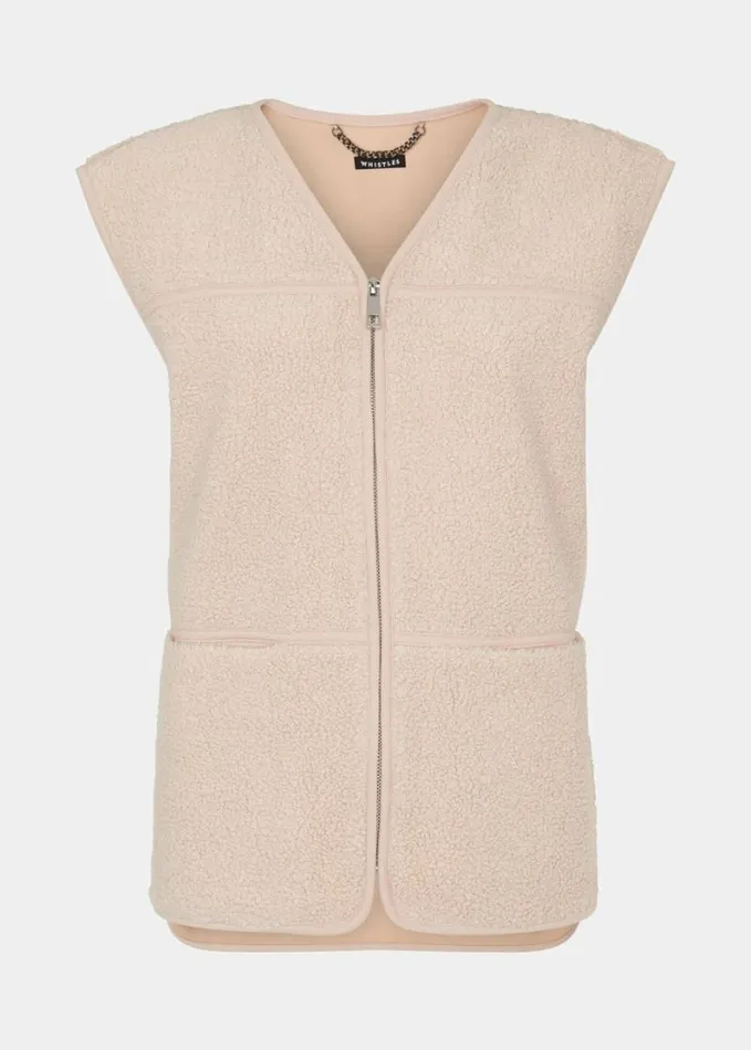 Whistles Josie Fleece Gilet Ivorymulti Women Coats and Jackets