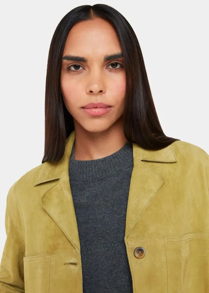 Whistles Lani Tassel Suede Jacket Neutral Women Coats and Jackets