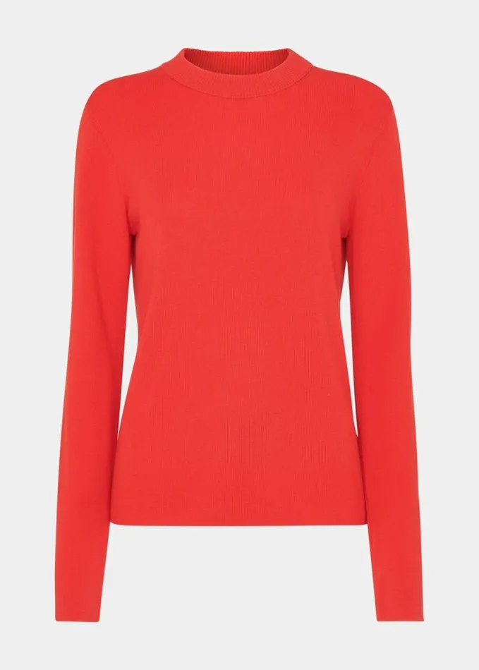 Whistles Mia Fitted Crew Neck Knit Red Women Sweaters and Cashmere