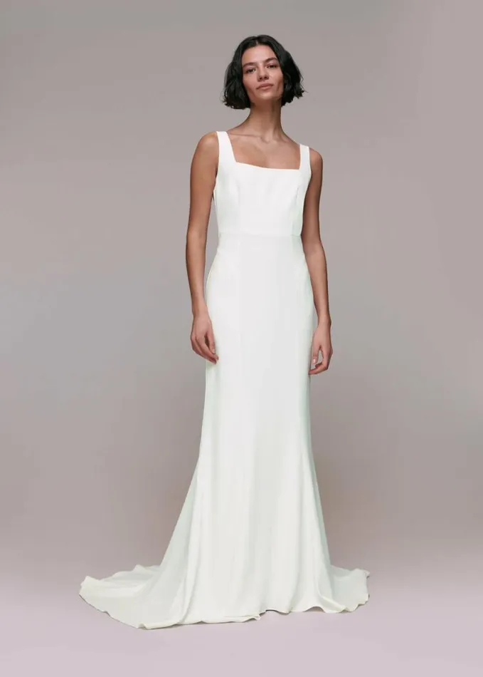 Whistles Mia Square Neck Wedding Dress Ivory Women Dresses