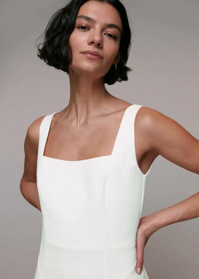 Whistles Mia Square Neck Wedding Dress Ivory Women Dresses