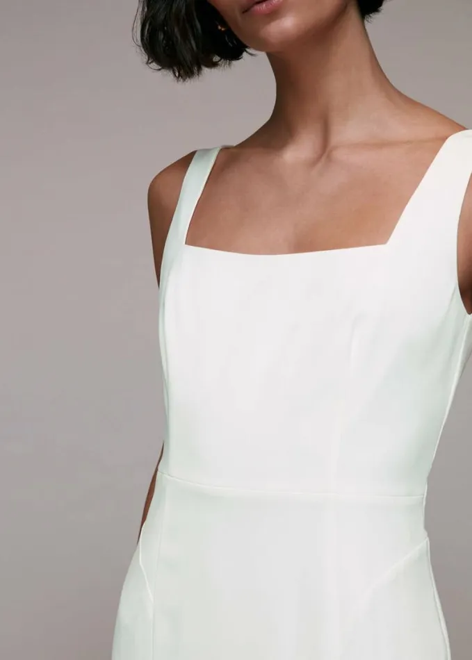 Whistles Mia Square Neck Wedding Dress Ivory Women Dresses
