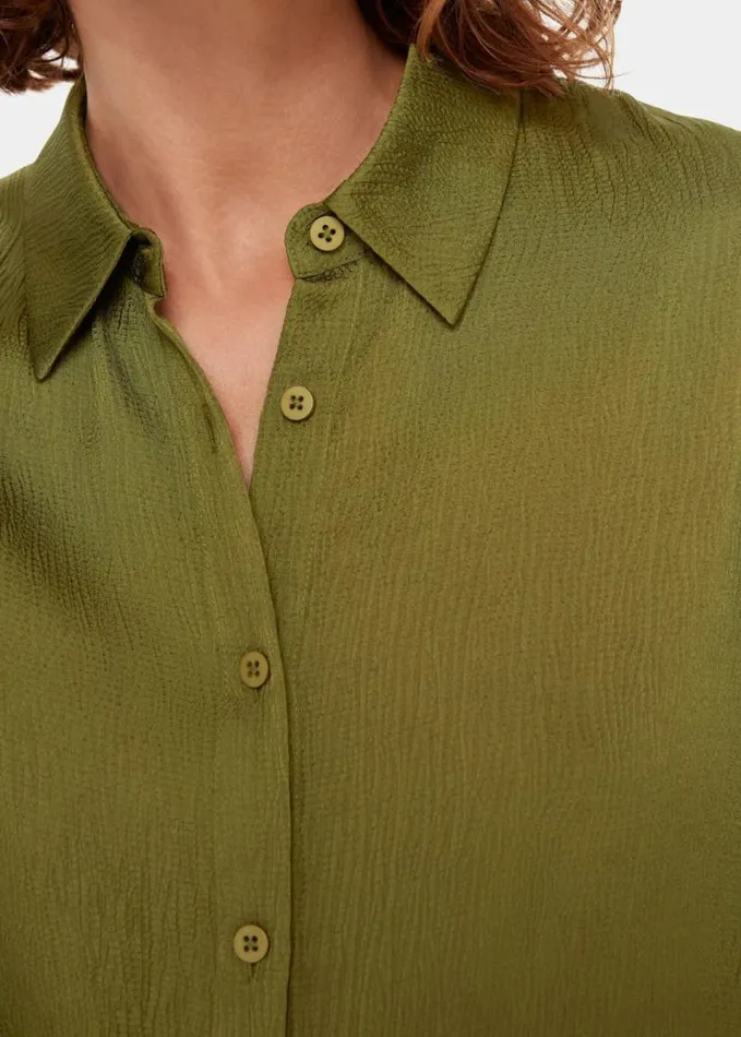 Whistles Molly Satin Shirt Khaki Women Tops