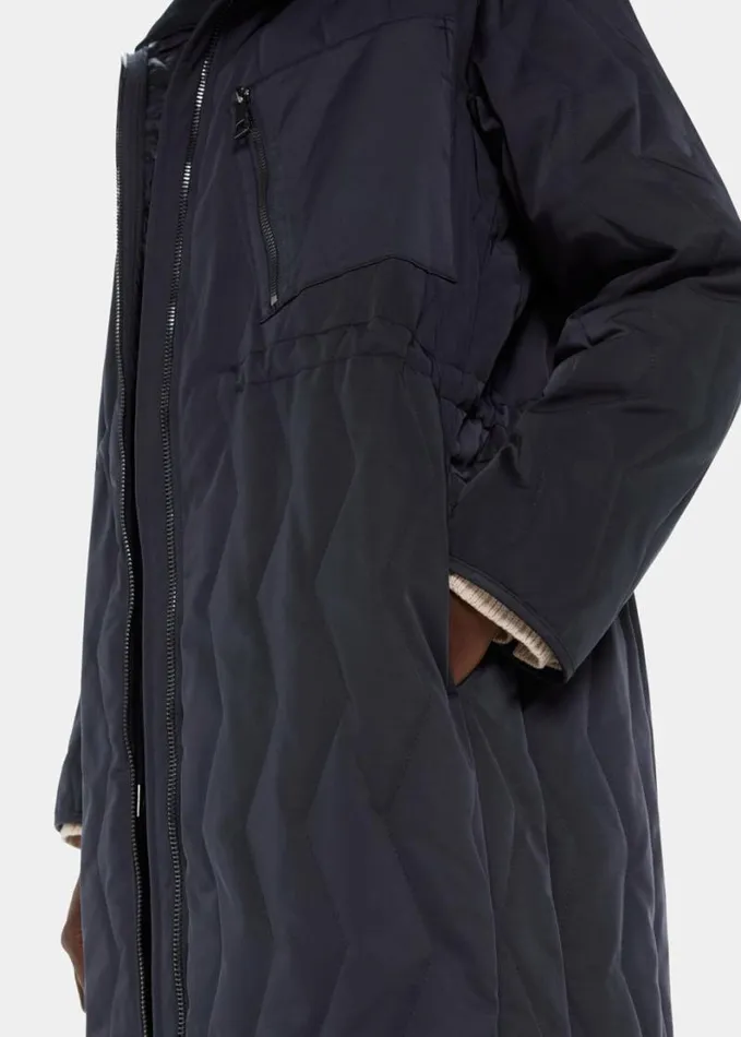 Whistles Niara Quilted Coat Navy Women Coats and Jackets