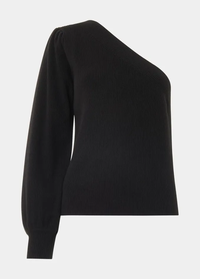 Whistles One Shoulder Knit Black Women Sweaters and Cashmere