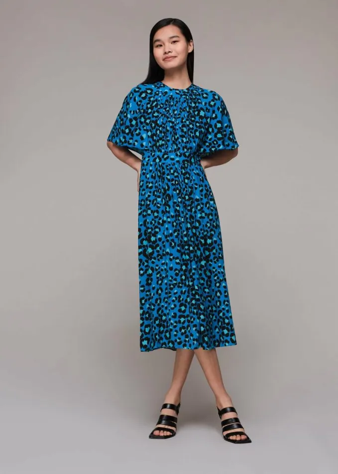 Whistles Painted Leopard Amelia Dress Bluemulti Women Dresses