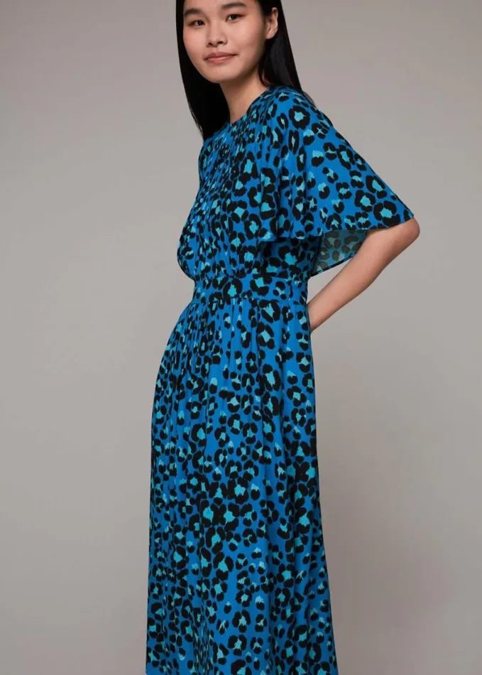 Whistles Painted Leopard Amelia Dress Bluemulti Women Dresses
