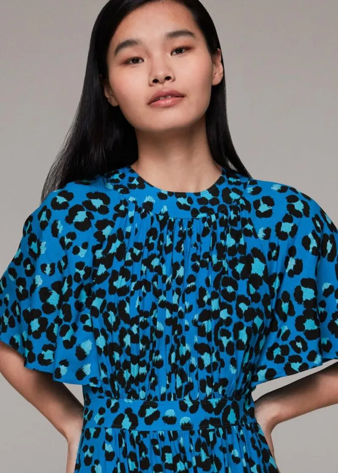 Whistles Painted Leopard Amelia Dress Bluemulti Women Dresses